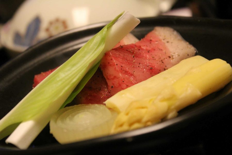 Meat cooked table-side