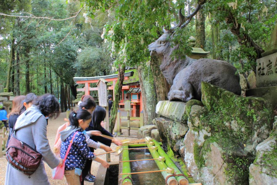 Cleansing outside the temple